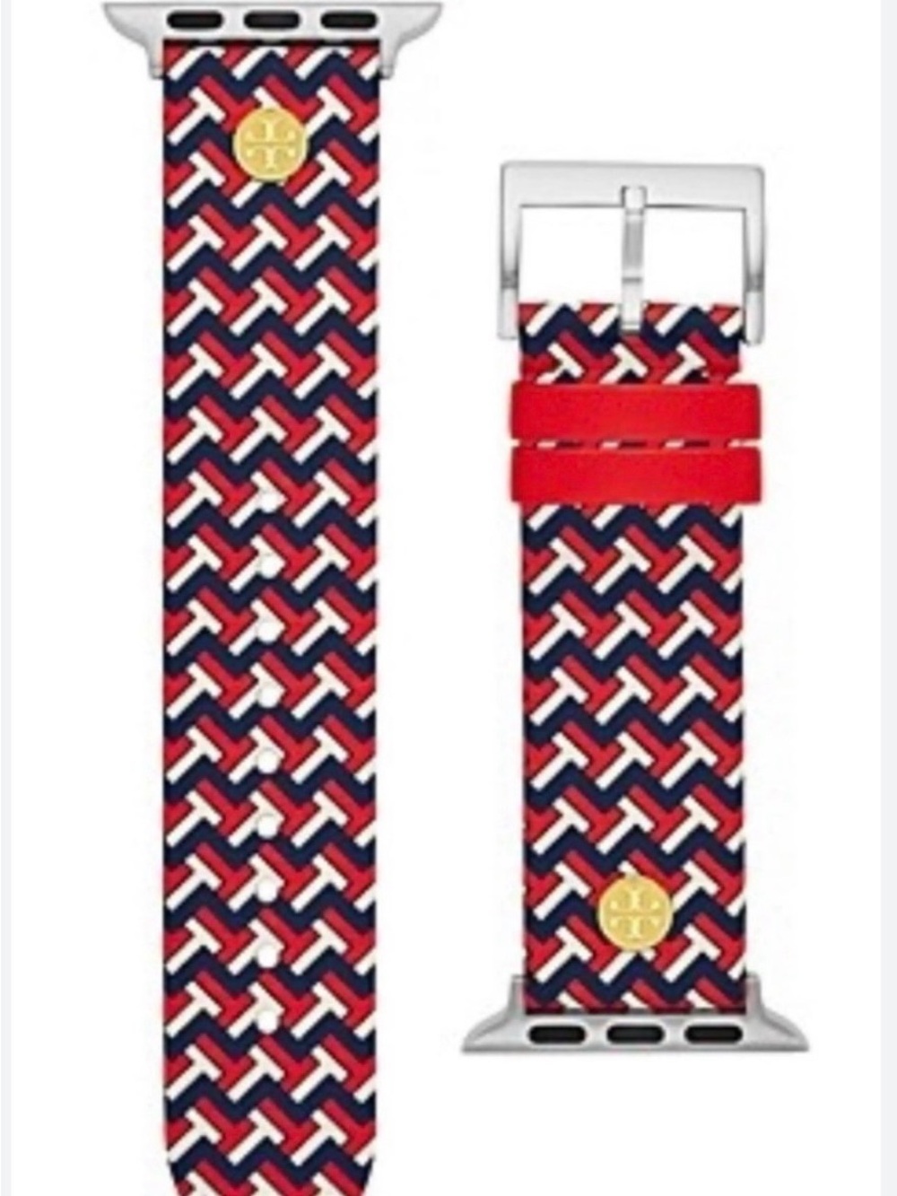 Tory Burch T Monogram Red, Navy and White Apple Watch Band